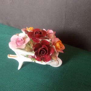 Royal Albert Old Country Roses (1962) floral wheelbarrow miniature